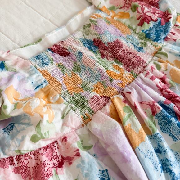 Buddy Love Alana Puff‎ Sleeve Square Neck Peplum Crop Carnation Floral SMALL - Picture 8 of 9